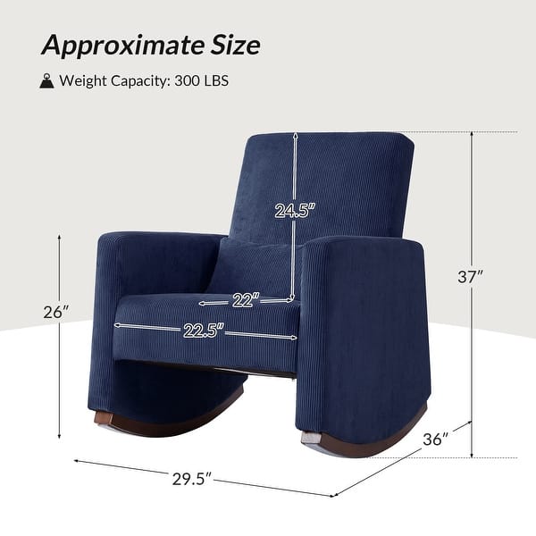 dimension image slide 3 of 5, Julia 29.5"W Modern Solid Wood Nursery Rocking Chair with Lumbar Pillow by HULALA HOME