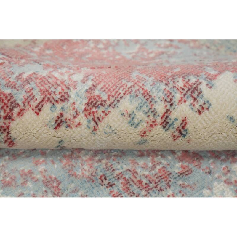 Hand Knotted Oriental Viscose Silk Carpet Modern Abstract Multi-Colored Abstract Area Rug - 9' 3'' X 6' 6''