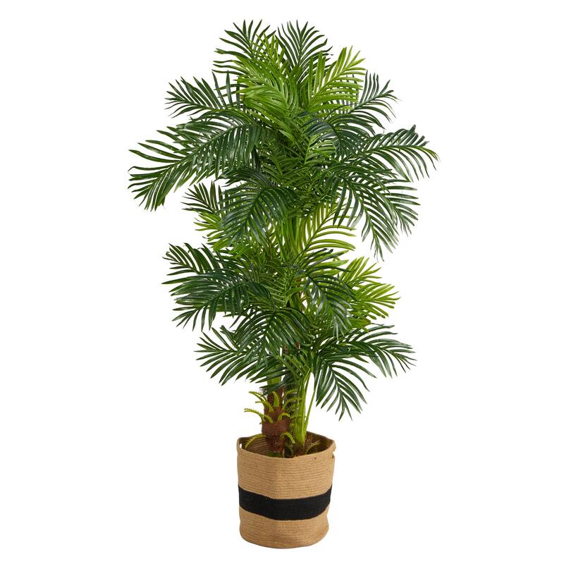 Artificial Palm Tree 6ft Indoor Tropical Tree with Cotton Planter Home Decor - Green