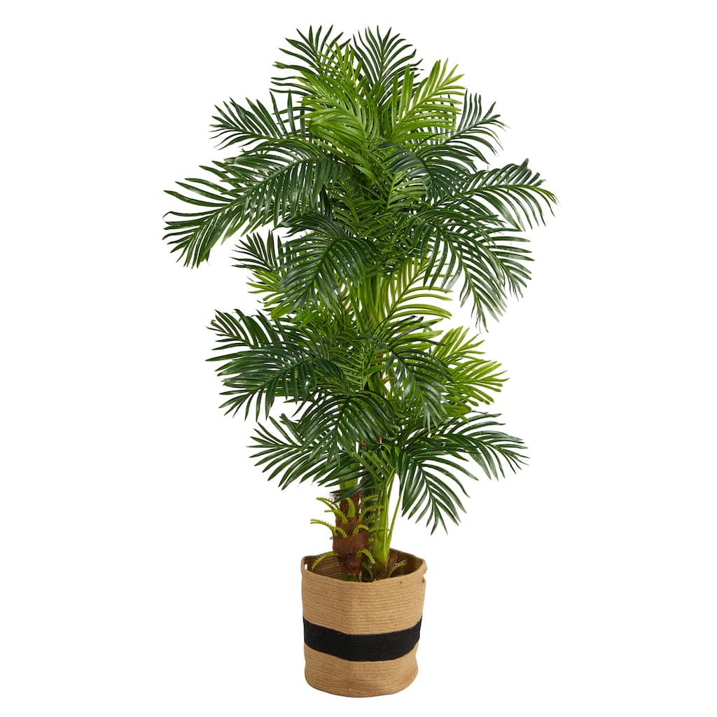 Artificial Palm Tree 6ft Indoor Tropical Tree with Cotton Planter Home Decor - Green