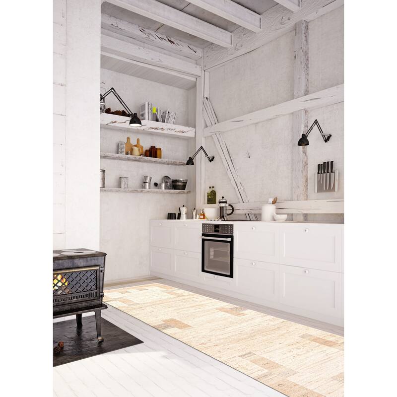 ECARPETGALLERY Hand-knotted Opulence Ivory Wool Rug - 2'6 x 11'8