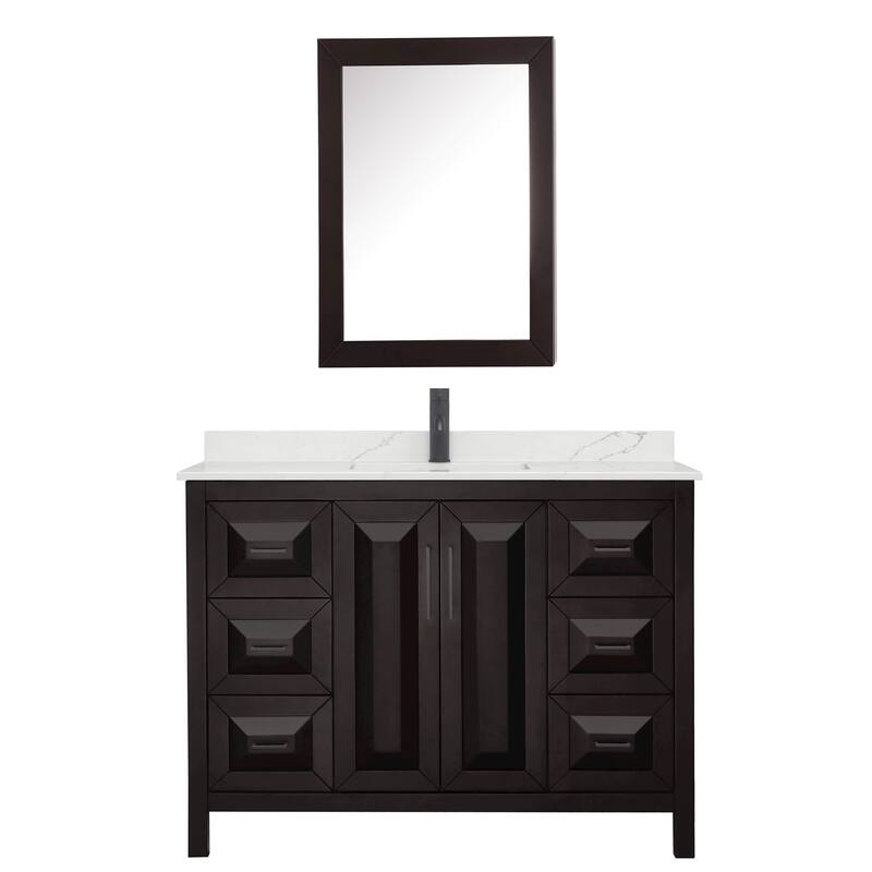 Daria 48-inch Single Vanity, Single Hole Quartz Top, Med Cabinet