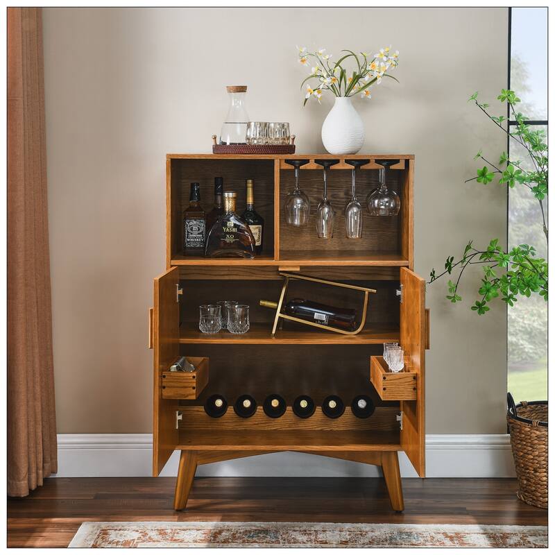 31.5" Liquor Cabinet with Wine Glass Holder