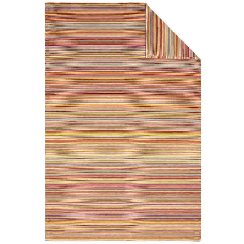 IBENA Cotton Rainbow Stripe Family Indoor/Outdoor Throw Blanket 'Rio'