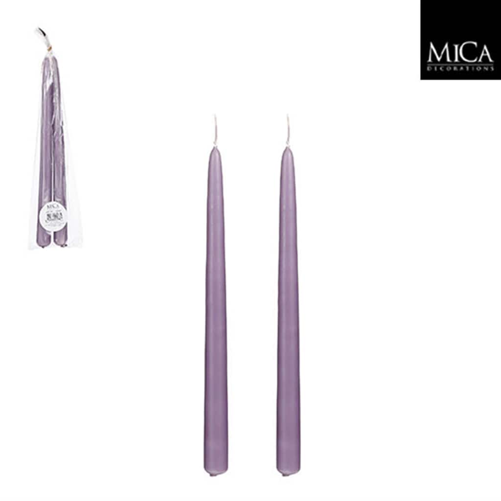 Set of 2 Lilac Taper Candles-ST - Burn Time 9 Hours