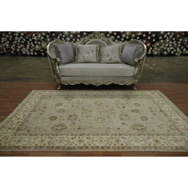 Hand Knotted Oriental 100% Wool Carpet Traditional All-Over Greys & Charcoal Ziegler Area Rug - 8' 10'' X 6' 0''