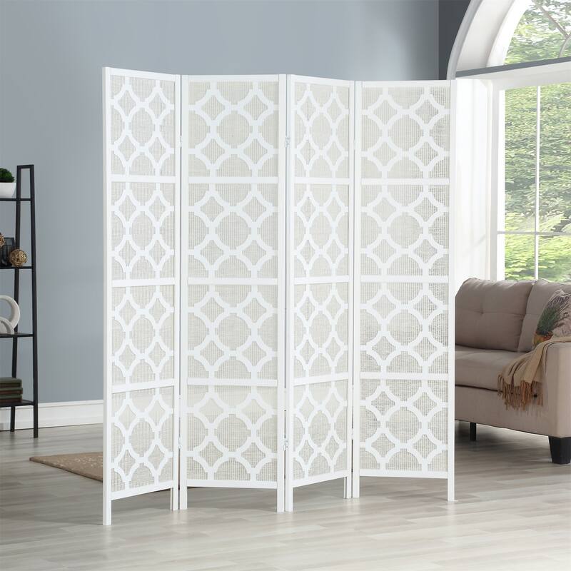 4-Panel Room Divider - White