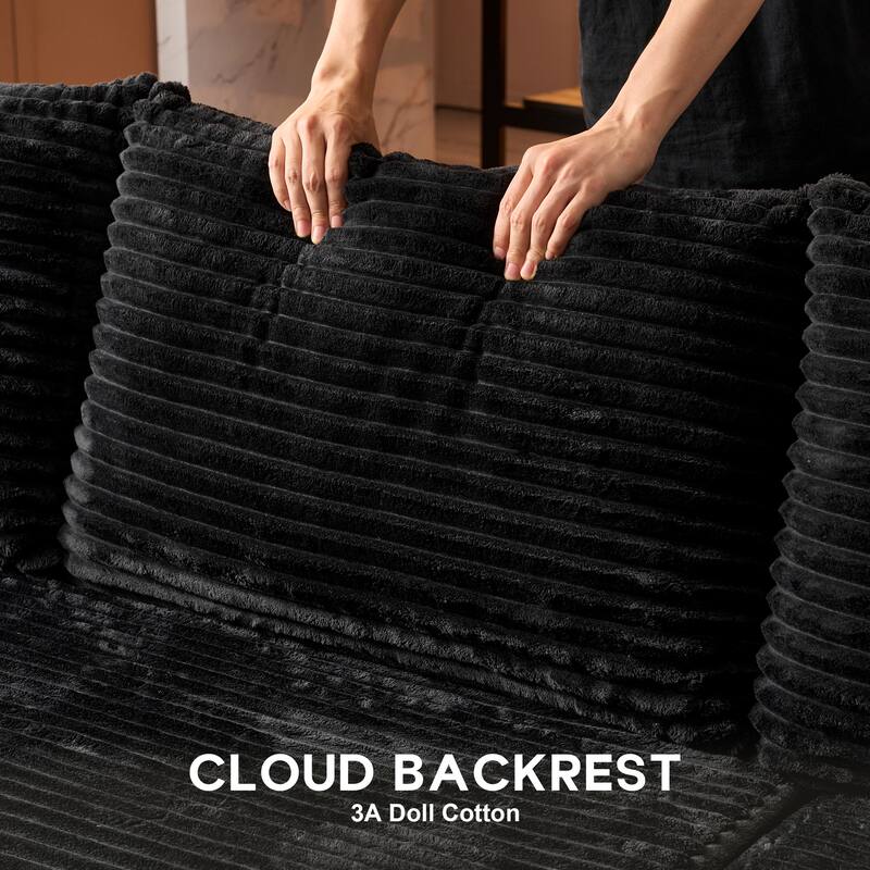 OVIOS All-Foam Plush L-Shaped Sofa​