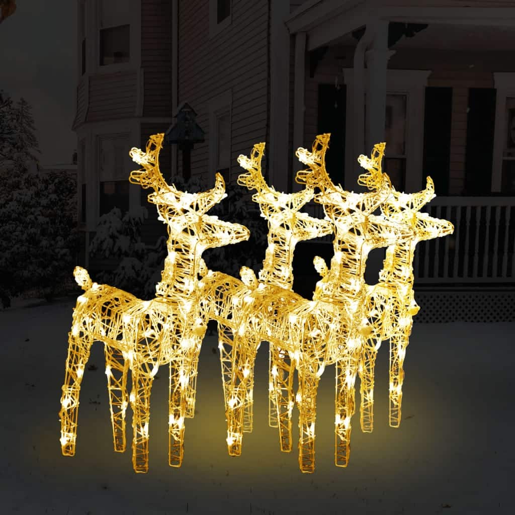 vidaXL Christmas Reindeers Xmas Decoration Light Display with LEDs Acrylic - 160 LEDs
