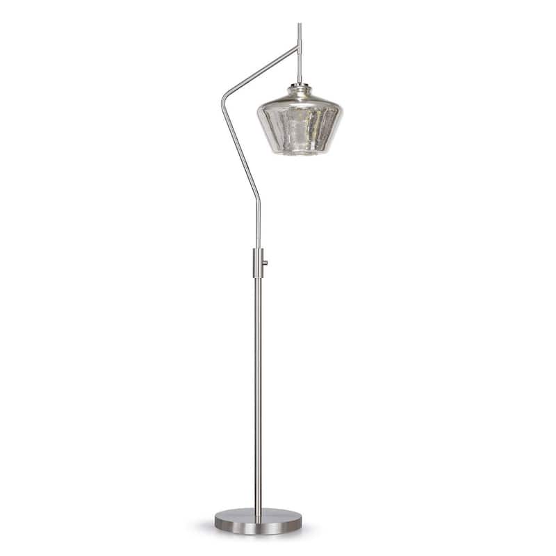 Café 69"H Glass Shade Brushed Nickel Floor Lamp - BrushedNickel/MercuryGlassShade