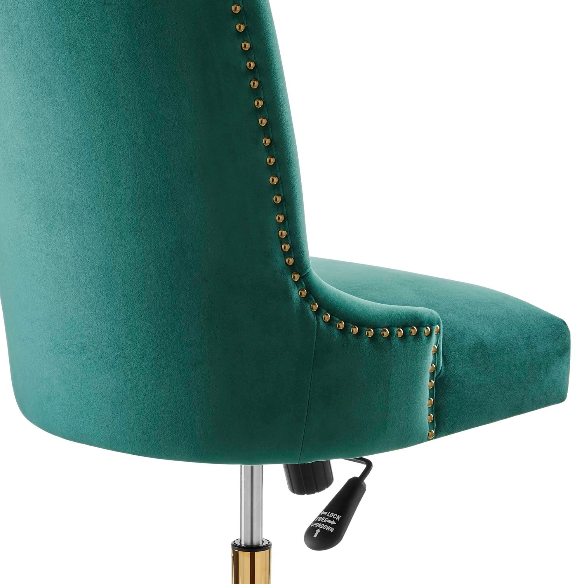 Isla teal top velvet office chair