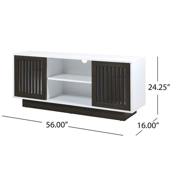 Leverick Mid-Century Modern 2 Door TV Stand with Storage by Christopher Knight Home - 56.00" W x 16.00" D x 24.25" H