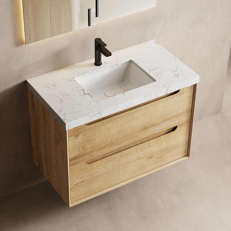 Prismis 36" 48" Wall-Mount Premium Bathroom Vanity with Upgraded Top