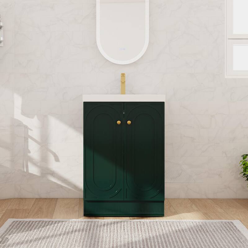 Beingnext 24"/30"/36" Bathroom Vanity with Sink, Freestanding Bathroom Vanity with Soft Close Door and Adjustable Shelf - Green - 23.6"W x 19.7"D x 35.4"H