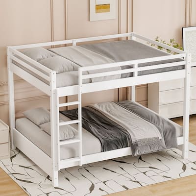 Queen Size Wooden Bunk Bed with Ladder