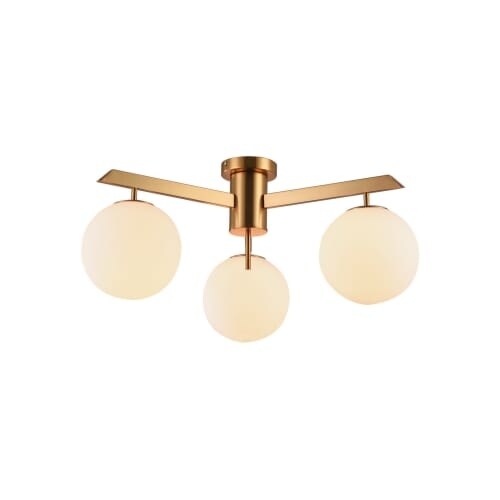 Bethel International Du100 3 Light Flush Mount Ceiling Bethel International Du100 3 Light Flush Mount Ceiling With White Gl Gold