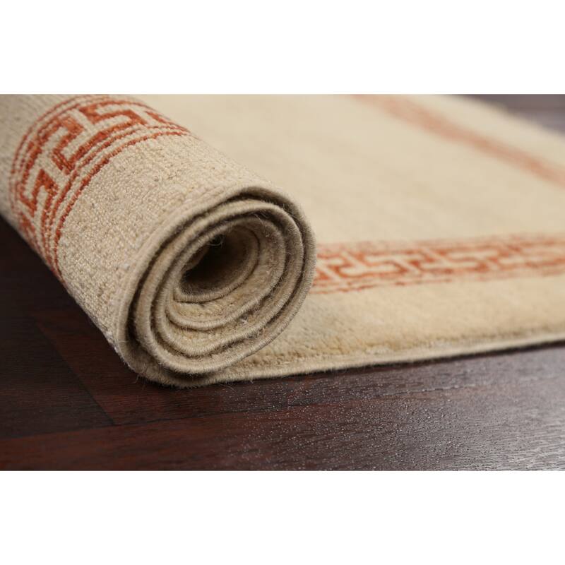 Geometric Bordered Oriental Gabbeh Kashkoli Wool Area Rug Hand-knotted - 3'1" x 5'1"