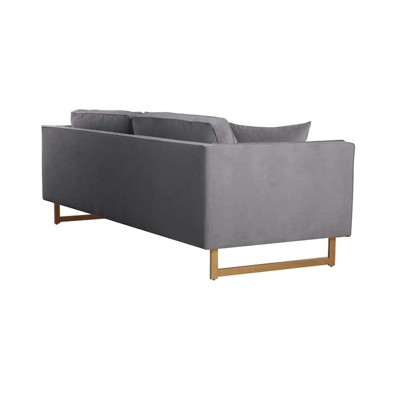 Lenox Velvet 90" 3-Seater Sofa with Brass Legs