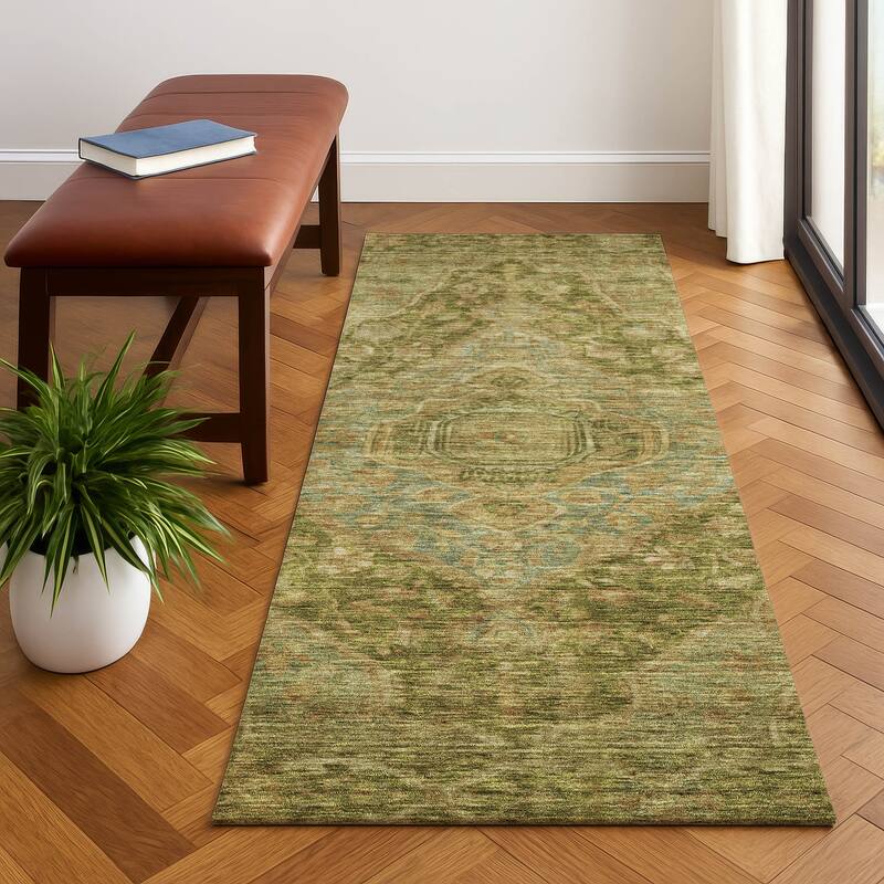 Premium Washable Super Soft Traditonal Marcus Mayfield Rug - Aloe - 2'3" x 7'6"