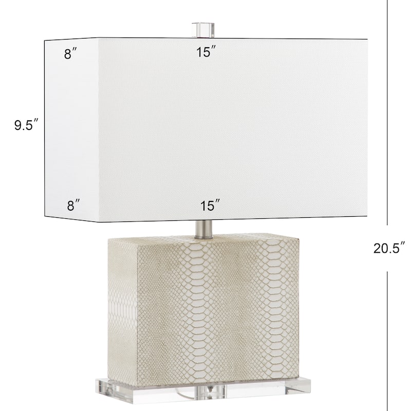 SAFAVIEH Lighting Rocio 21-inch Faux Alligator Grey Table Lamp - 15"x8"x20.5" - 15Wx8Dx21H