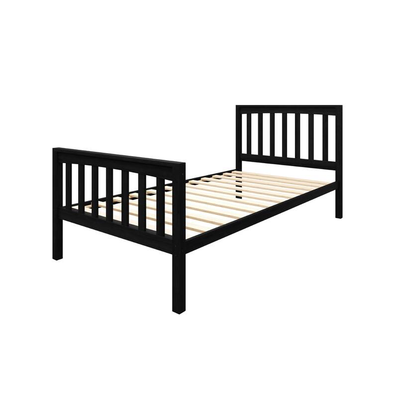Clayfell Ames Twin Over Twin Solid Wood Bunk Bed Frame, Convertible, Sturdy Guardrails, Easy Assembly