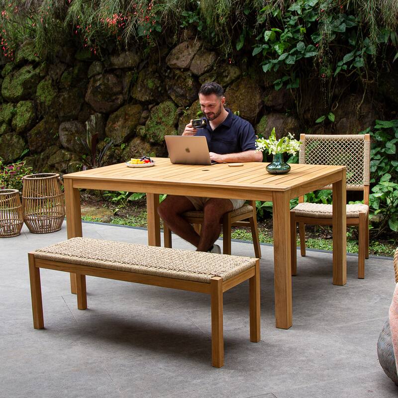 Cambridge Casual Paxton 4-piece Teak Outdoor Dining Set- Honey Twist Wicker