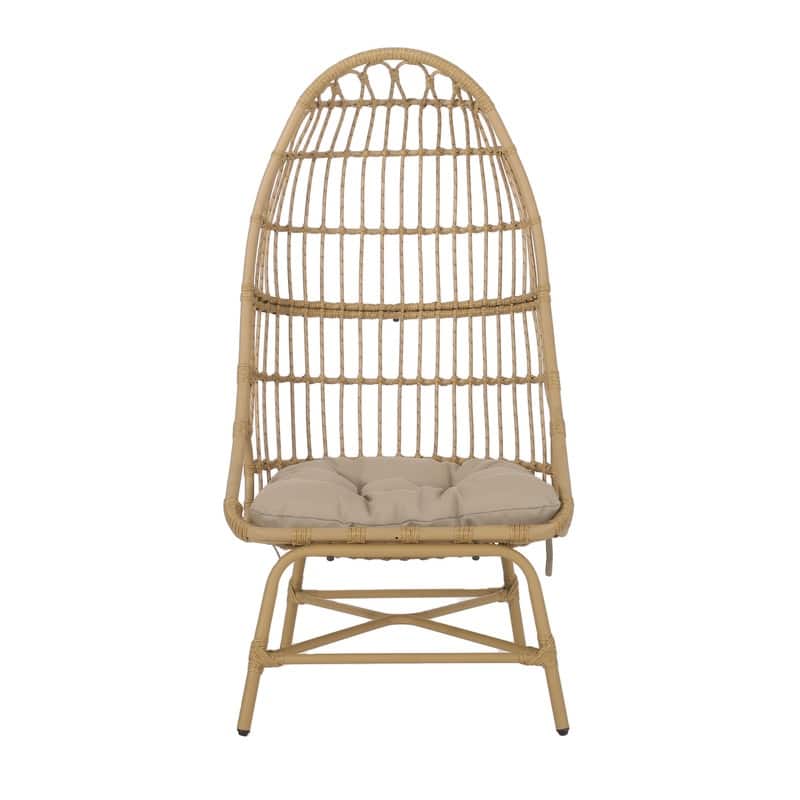 Modern Egg Chair – Contemporary Cocoon-Style Seating with Curved Design - 30.50 in. D x 26.75 in. W x 53.00 in. H - Light Brown