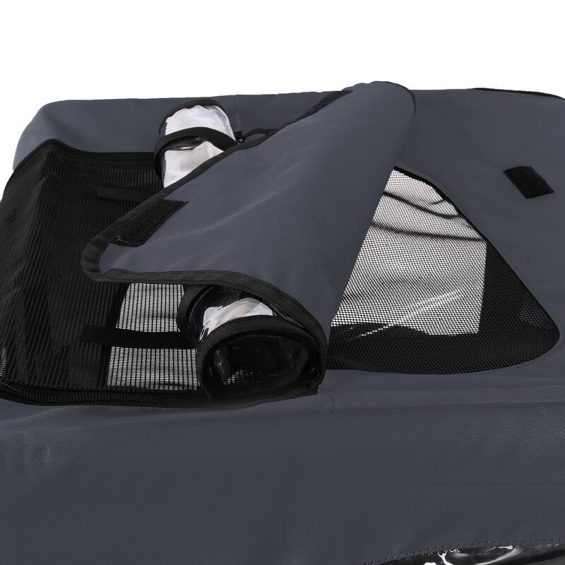 Outdoor Heavy Duty Collapsible Pet Bike Trailer with 16-Inch All-Terrain Wheels & Universal Hitch, Foldable Carrier Cart