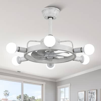 Cusp Barn 21 Inch Modern Ceiling Fan with Light and APP Control, Dimmable LED Lighting, Industrial 6-Speed Fandelier for Bedroom