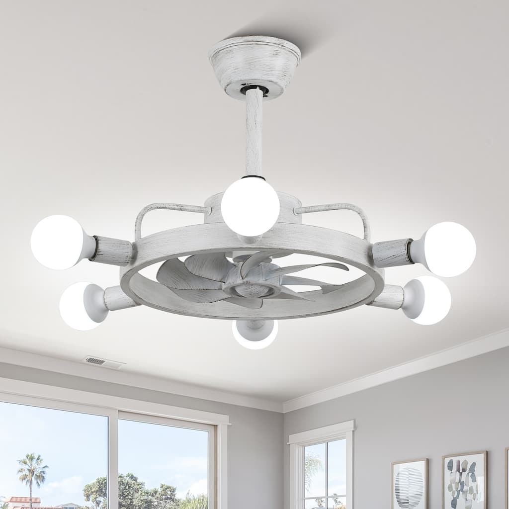 Cusp Barn 21 Inch Modern Ceiling Fan with Light and APP Control, Dimmable LED Lighting, Industrial 6-Speed Fandelier for Bedroom