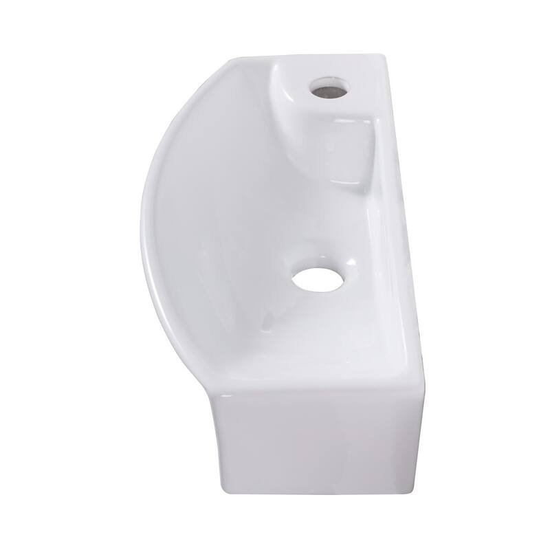 Laura White Ceramic Wall Mount Vessel Sink with a Single Faucet Hole on Left Side