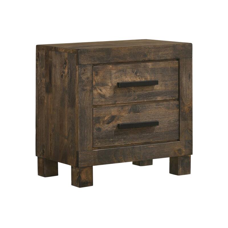 2 Drawers Wooden Nightstand in Golden Brown - Golden Brown - 2-drawer