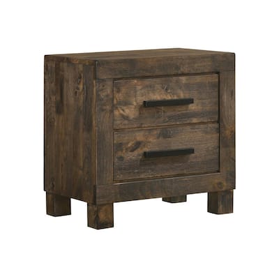 2 Drawers Wooden Nightstand in Golden Brown