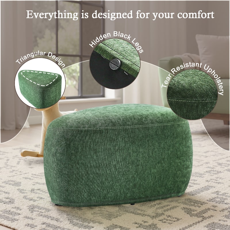 Bonnie 26"/43" W Chenille Small/ Oversized Triangular Cheese Ottoman