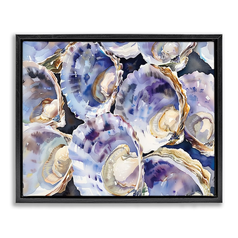 Stupell Maritime Clams & Oysters Framed Floater Canvas Wall Art Design By Heidi Kuntz - 21 x 17 - Black