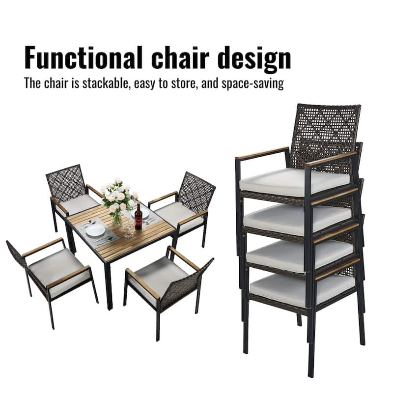 All Weather 5-Piece Patio Dining Table Sets,Patio Conversation Set