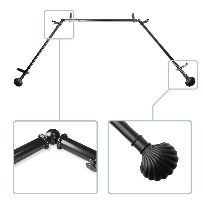 InStyleDesign Husk 13/16" Bay curtain rod 20"-36", 38"-72" - Black