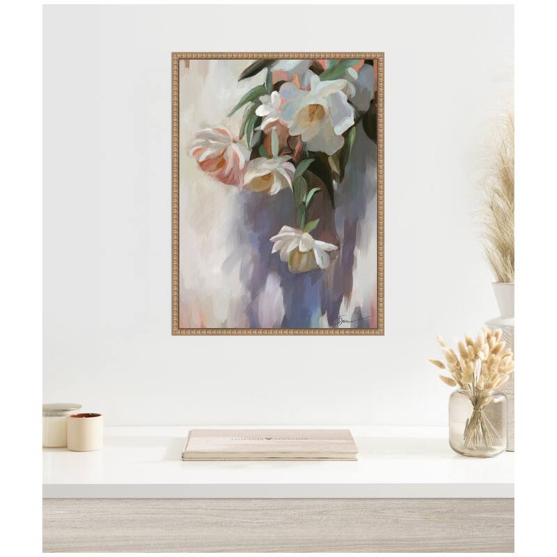 Kate and Laurel Sylvie Dangle Thumb Pastel Flower Bouquet Framed Canvas by Mary Sparrow