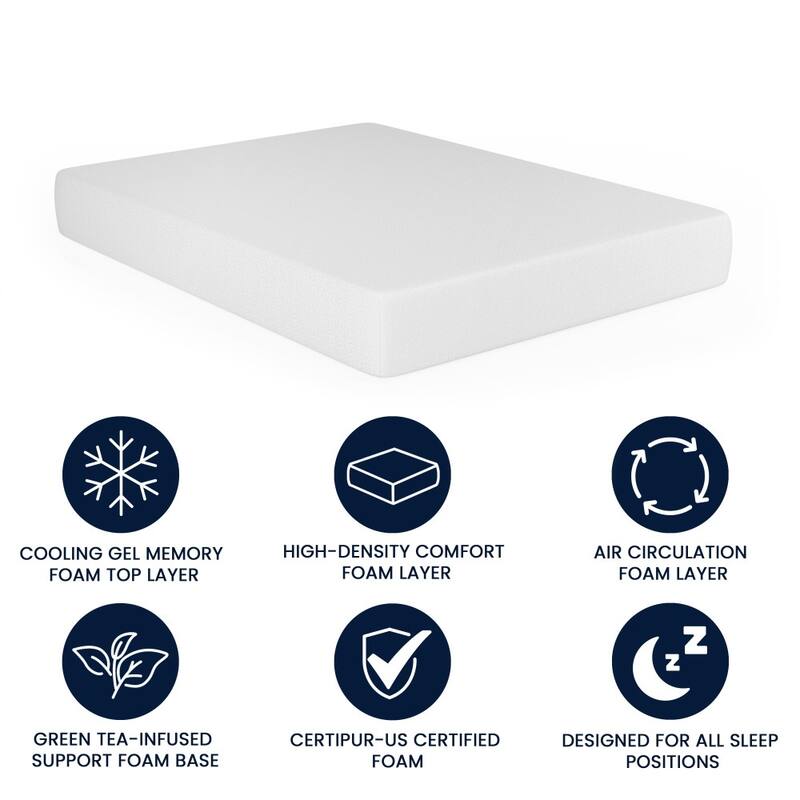 Green Tea Cooling Gel 4-Layer Memory Foam Mattress in a Box