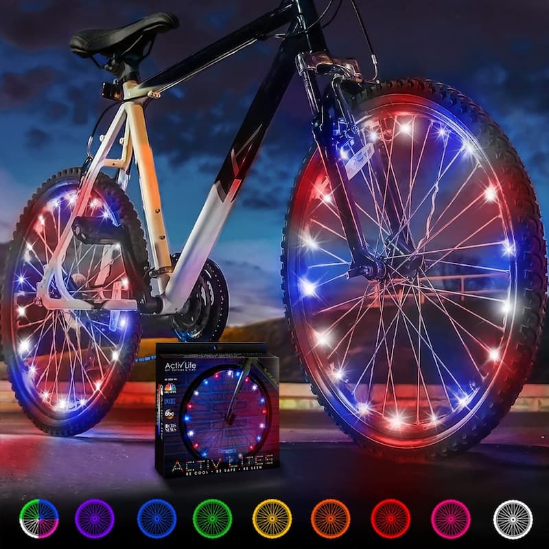 Activ Life Bike Wheel Lights (2 Tires, Patriotic), LED Visible from All Angles, Great for Easter, Spring Break & Beach Fun