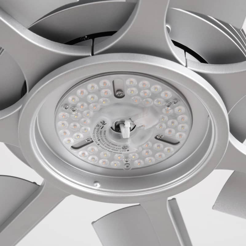 Ceiling Fan Industrial 100" Modern Silver 7-Blade LED Light