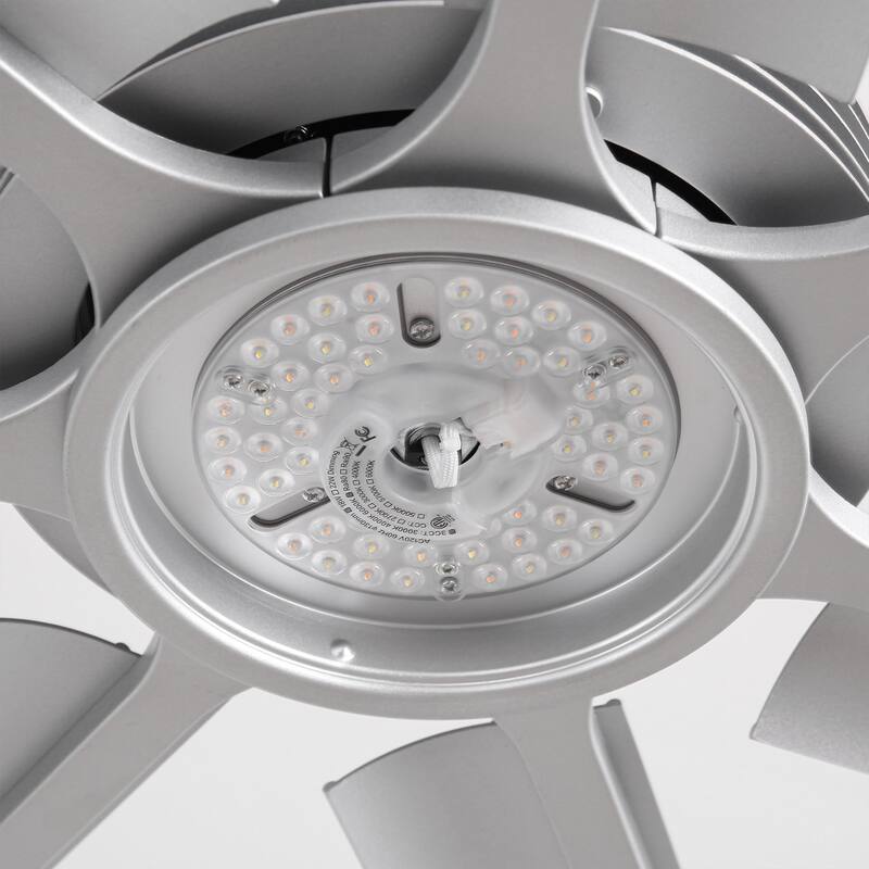Ceiling Fan Industrial 84" Modern Silver 7-Blade LED Light
