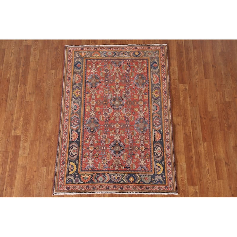 Vegetable Dye Shiraz Kashkoli Persian Antique Rug Handmade Wool Carpet - 3'5"x 5'0"