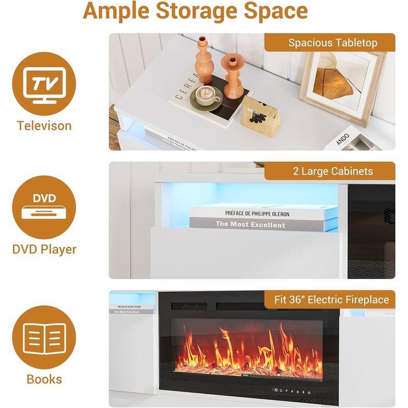 70" TV Stand, with Storage Cabinet, up to 75"