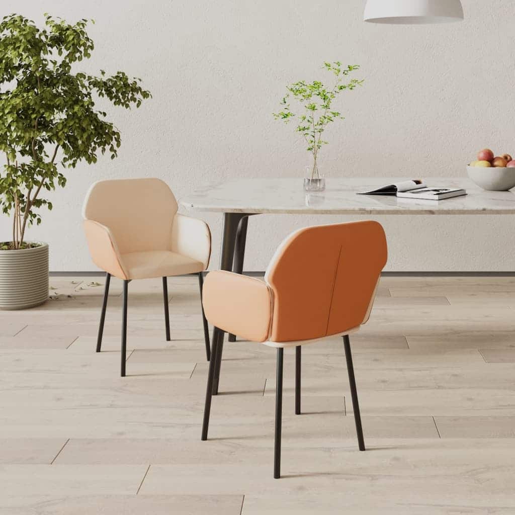 vidaXL Dining Chairs 2 Pcs Accent Upholstered Chair Fabric and Faux Leather - 21.3" x 23.2" x 29.9"