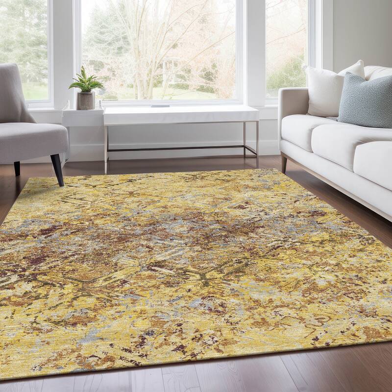 Machine Washable Indoor/ Outdoor Chantille Diamonds Distressed Rug