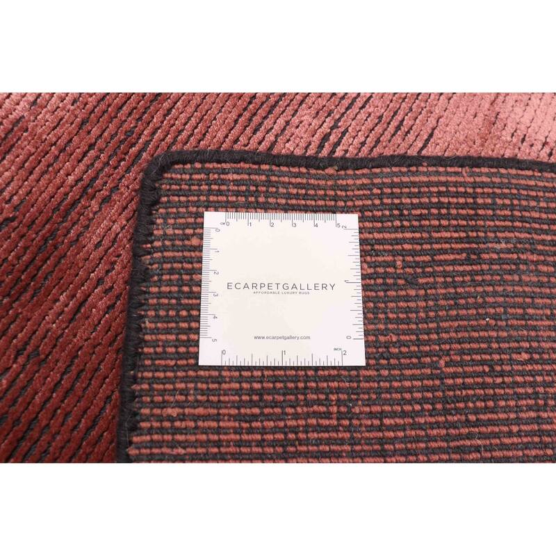 ECARPETGALLERY Hand Loomed Shimmer Dark Coral Viscose Rug - 5'3 x 7'4