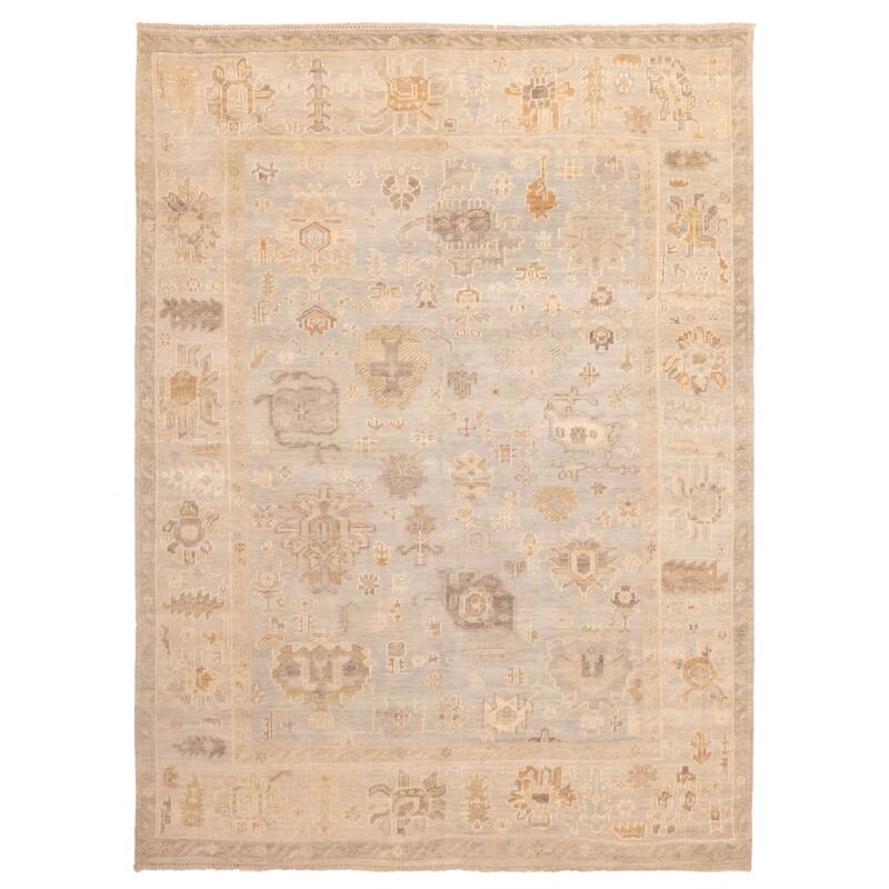 ECARPETGALLERY Hand-knotted Kavya Oushak Light Blue Wool Rug - 8'11 x 11'9