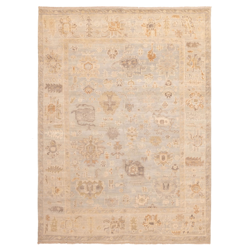 ECARPETGALLERY Hand-knotted Kavya Oushak Light Blue Wool Rug - 8'11 x 11'9