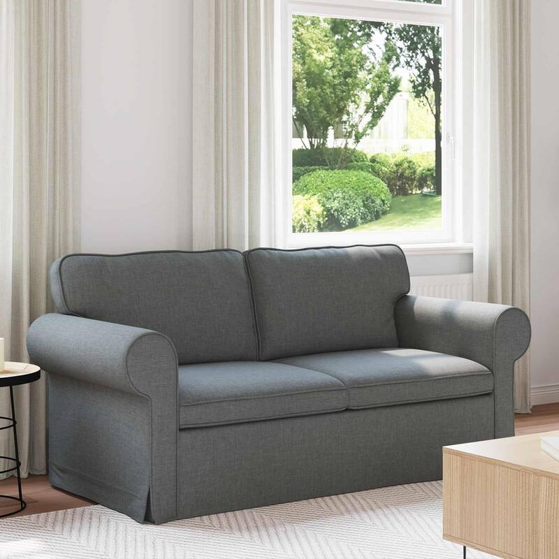 vidaXL Sofa Dark Grey 215 x 82 x 80 cm Fabric - Dark grey-55.12 in